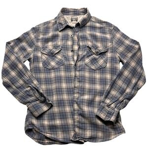 Converse One Star Mens Blue Plaid Flannel Button Down Shirt Small VN1247024